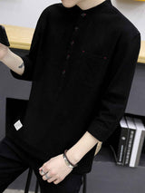 Men's Plus Size Button Detail 3/4 Sleeve Shirt Plus Size