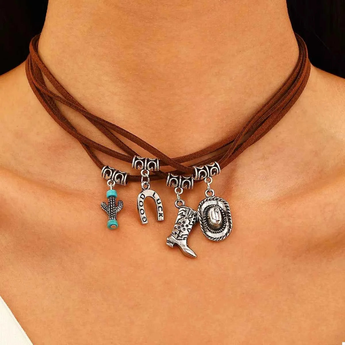 Western Style Four-Layered Charm Necklace