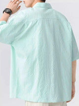 Men's Full Size Textured Short-Sleeve Shirt Plus Size