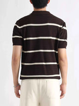 Men's Plus Size Striped Zip-Up Knit Polo