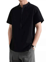 Men's Plus Size Button Detail Short Sleeve Shirt