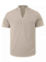 Men's Full Size Casual Linen Blend Short Sleeve Shirt Plus Size
