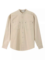 Men's Plus Size Casual Long Sleeve Shirt with Double Chest Pockets