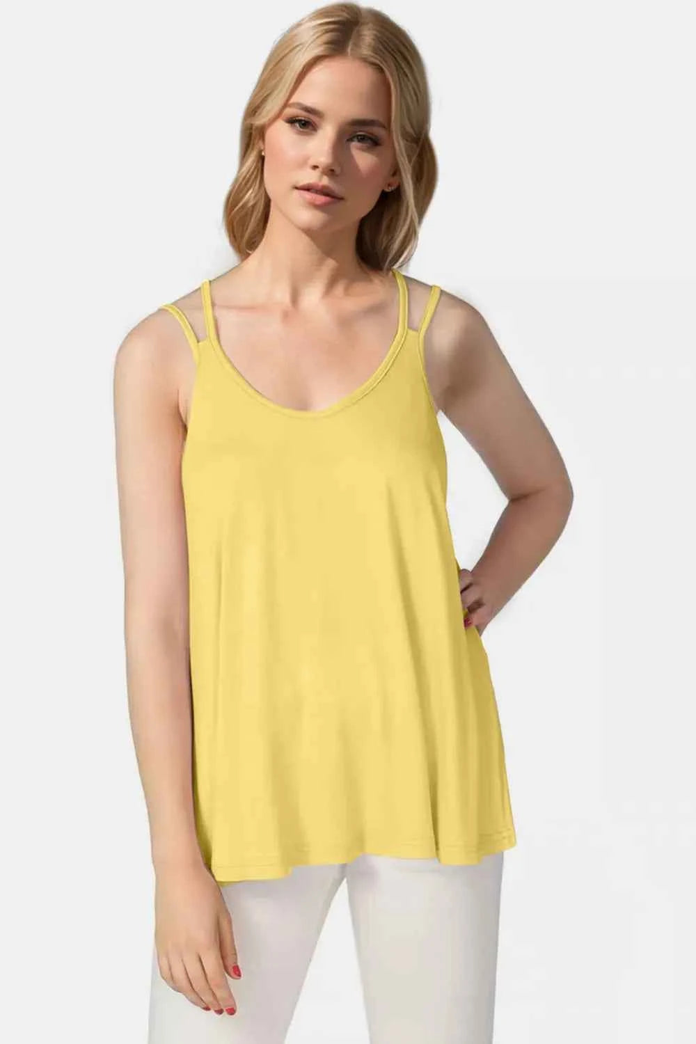 Basic Bae Bamboo Scoop Neck Double Spaghetti Straps Cami