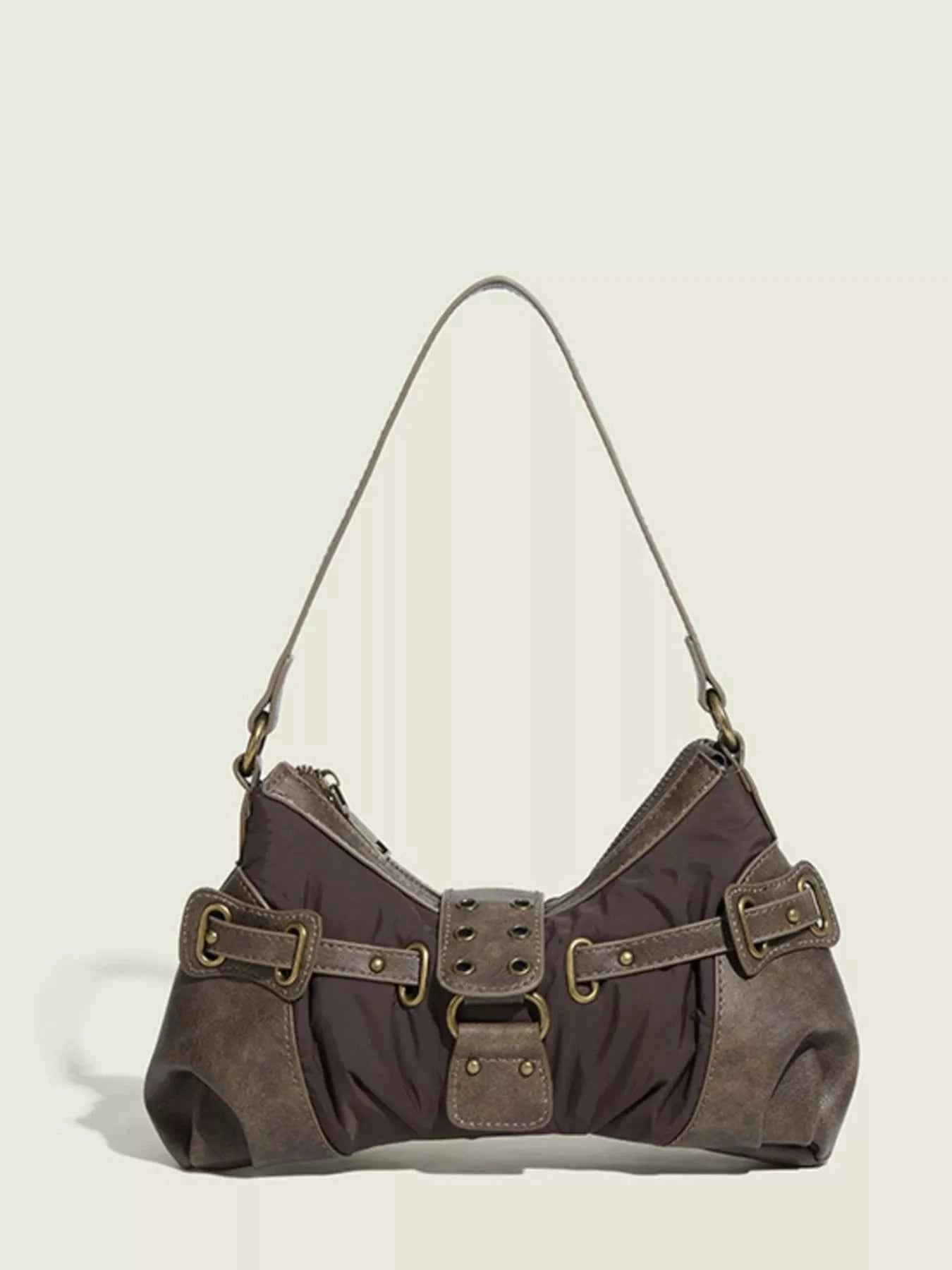 Vintage Buckle Accent Shoulder Bag
