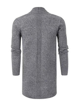 Men's Plus Size Heathered Open Front Longline Knit Cardigan with Pockets