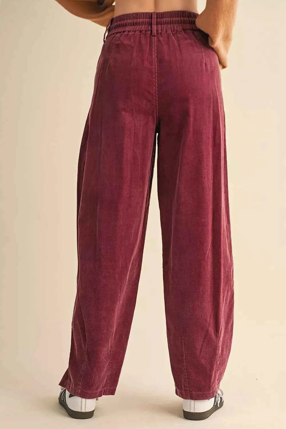 Elastic Waist Drawstring Corduroy Casual Pants