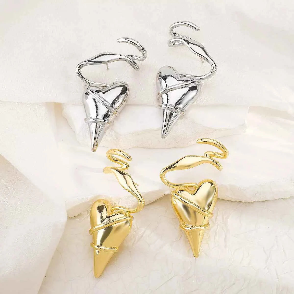 Heart-Shaped Twisted Wire Earrings