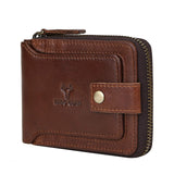 MING CLAN Zipper Wallet Men RFID Blocking Leather Bifold Wallets For Men - Flap ID Window Zip Coin Pocket Mens Zipper Wallets - Big Capacity Credit Card Travel Wallet (Brown)
