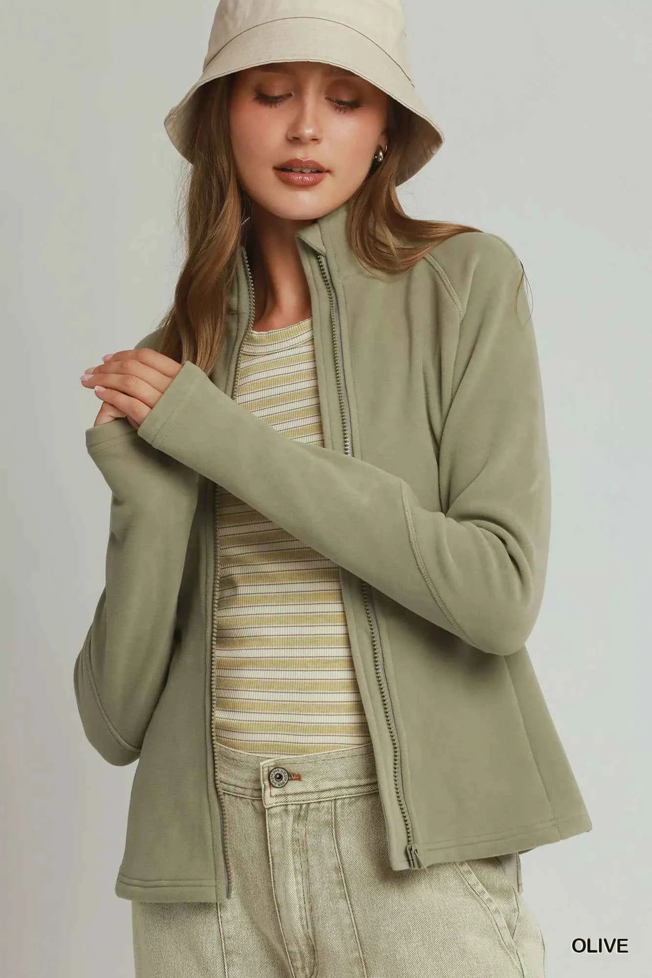 Umgee Soft Fleece Full Zip Jacket With Pockets