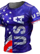 Men's Full Size USA Flag Print T-Shirt Plus Size