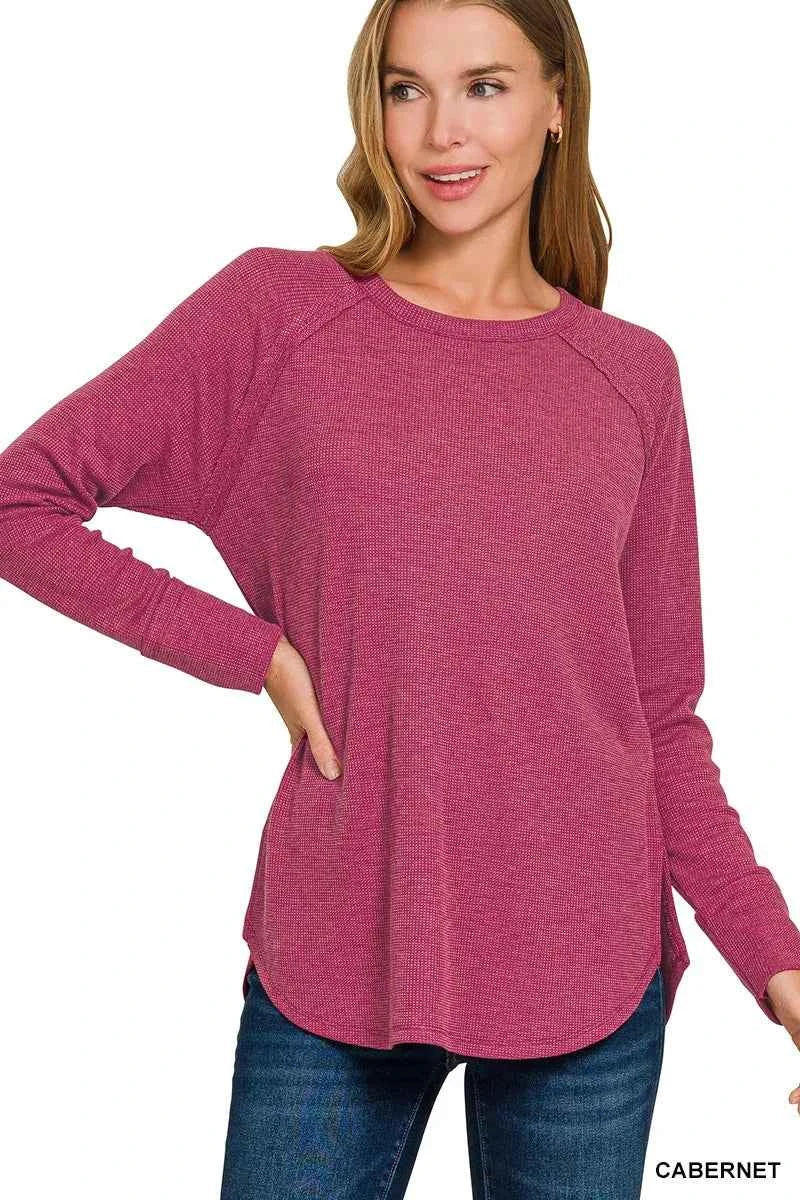 Zenana Baby Waffle Long Sleeve Top