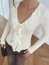 Ruffled Long-Sleeve T-Shirt. Ruffled Long-Sleeve T-Shirt