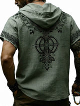 Men's Full Size Printed Hooded Short Sleeve Top Plus Size