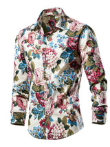 Men's Plus Size Tropical Leaf Print Button-Down Shirt