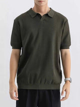 Men's Plus Size Textured Knit Short Sleeve Polo