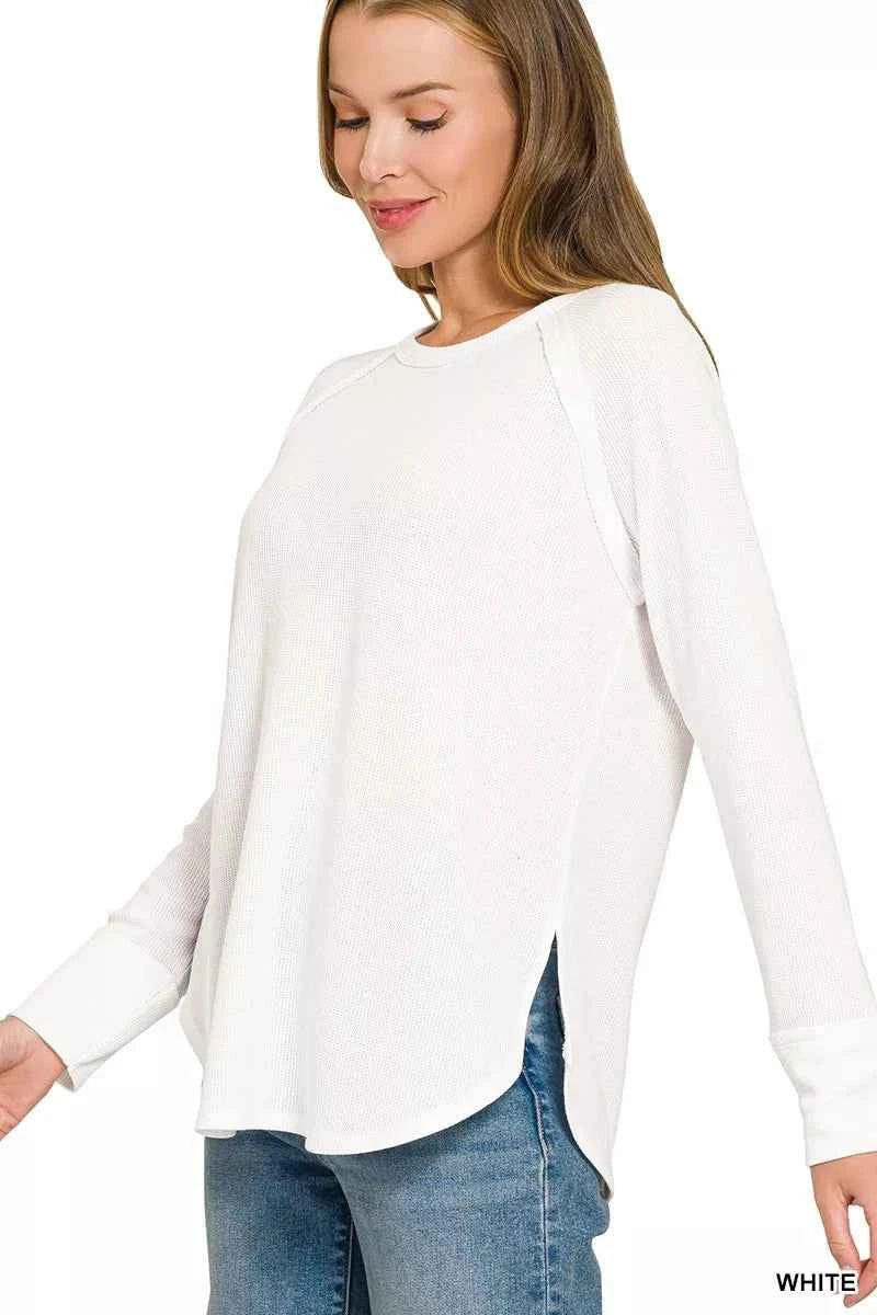 Zenana Baby Waffle Long Sleeve Top