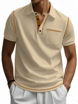 Men's Full Size Button Detail Short Sleeve Polo Plus Size