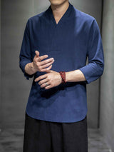 Men's Plus Size Loose Fit 3/4 Sleeve Shirt