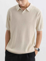 Men's Plus Size Textured Knit Short Sleeve Polo