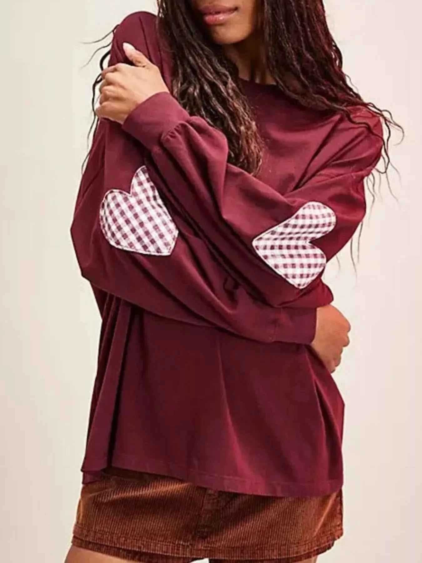 Heart Patch Long Sleeve Sweatshirt