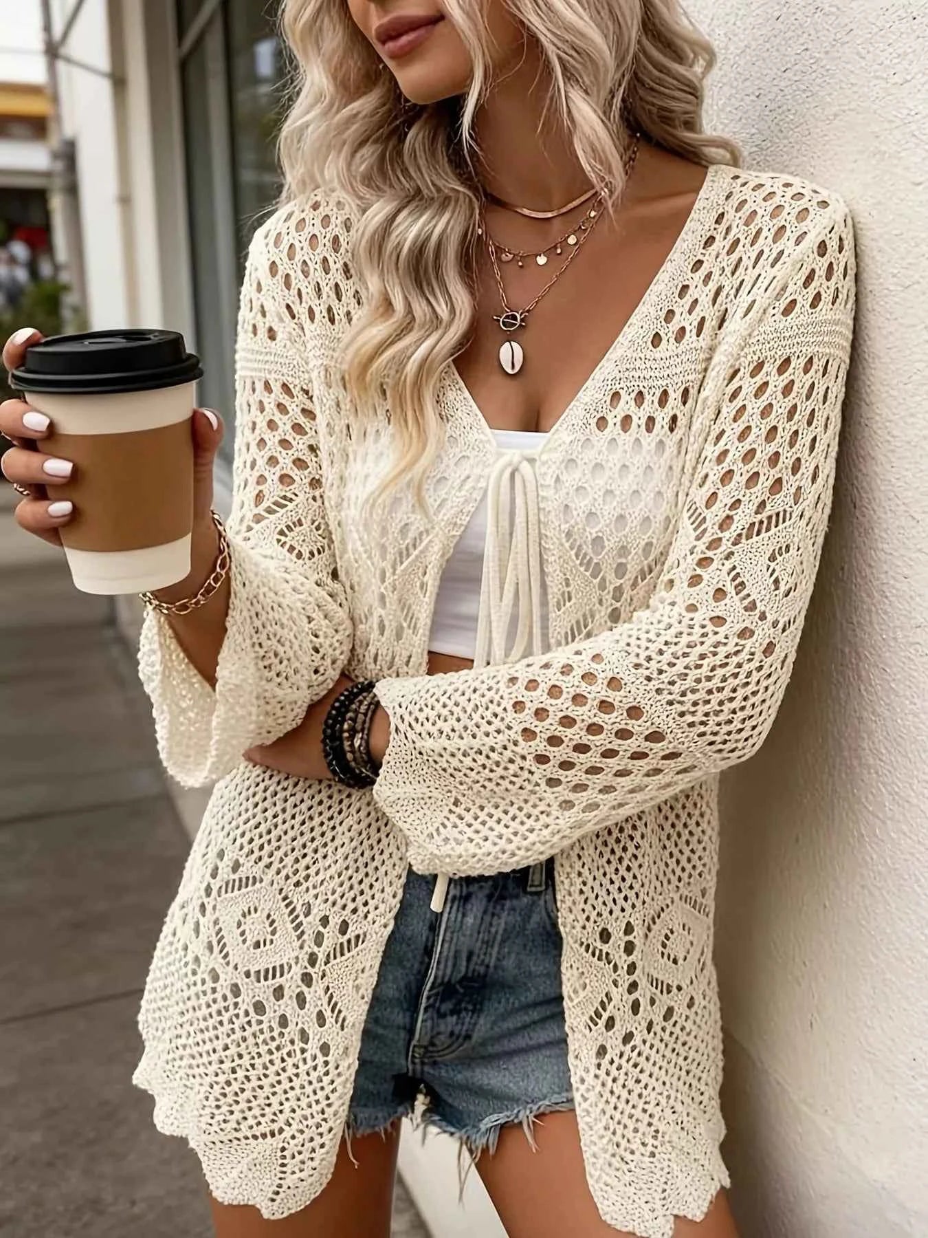 Crochet Tie Front Cardigan