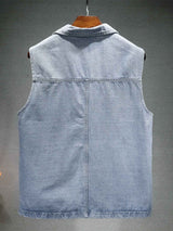 Men's Plus Size Vintage Washed Denim Vest