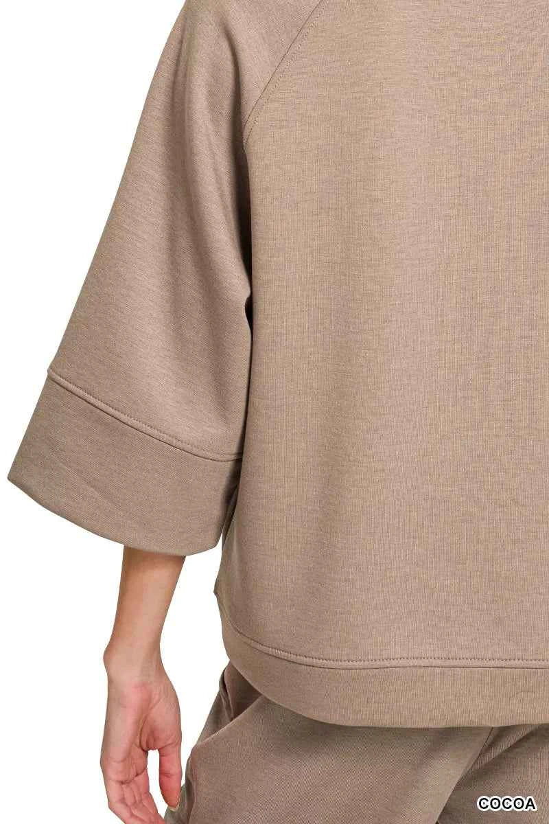 Zenana Scuba 3/4 Sleeve Pullover & Pants Set