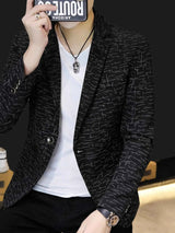 Men's Plus Size Abstract Patterned Slim Fit Blazer