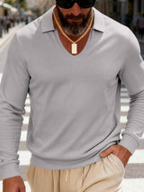 Men's Full Size Slim Fit Long Sleeve Polo Plus Size