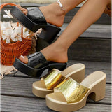 Open Toe Block Heels Sandals