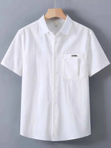 Men's Plus Size Button Up Short-Sleeve Shirt
