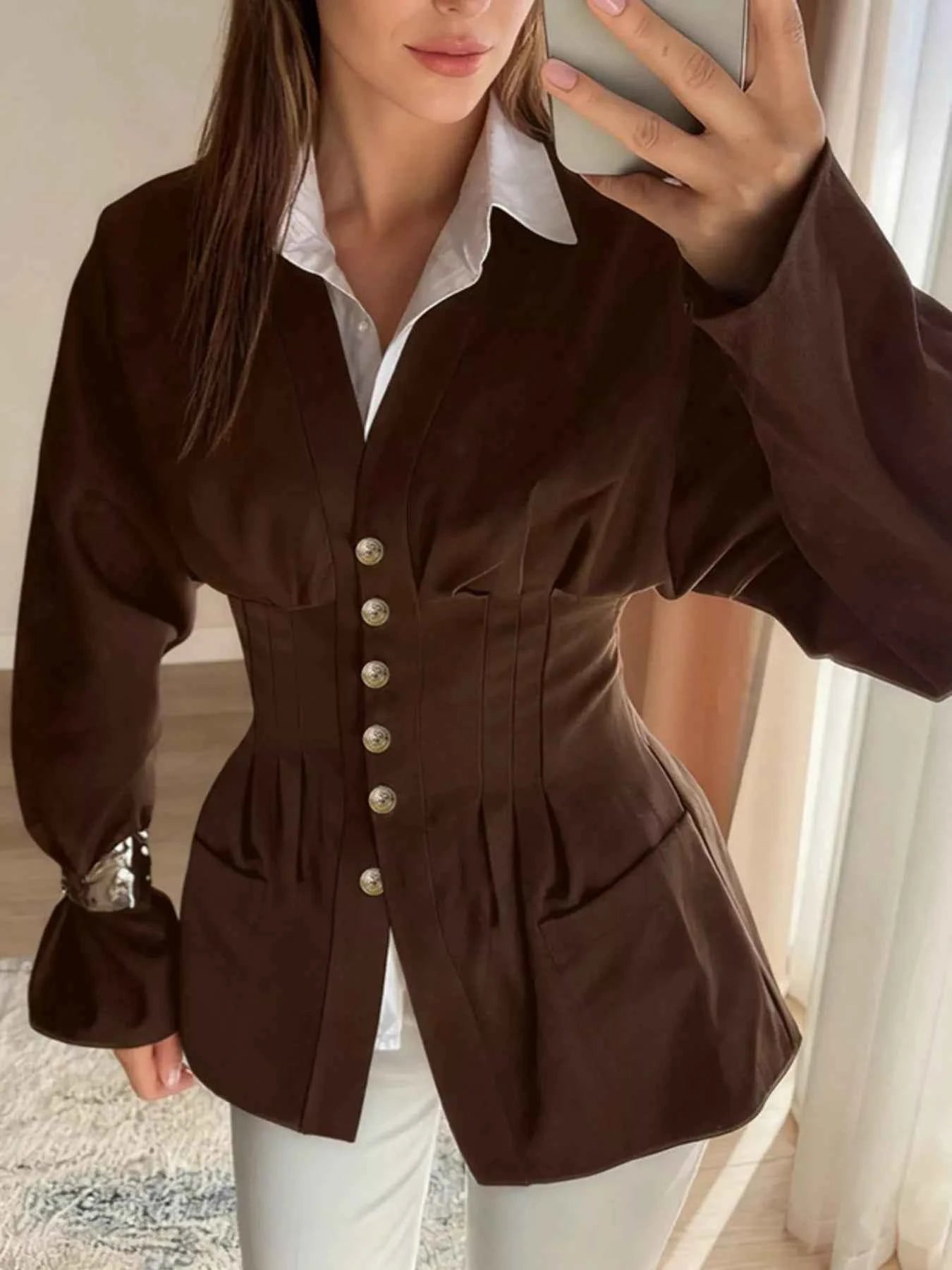 Button Down Long Sleeve Outerwear