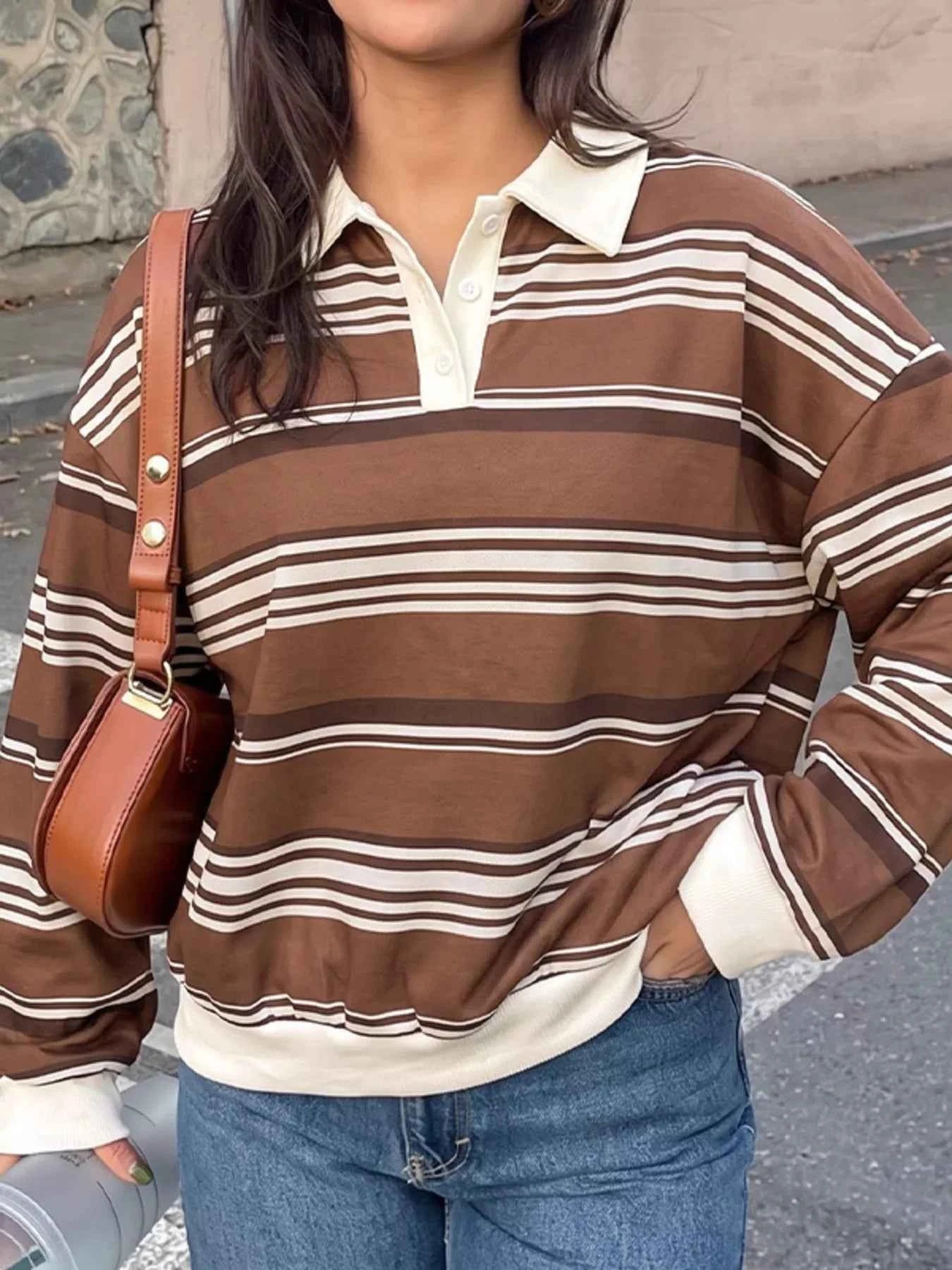 Striped Dropped Shoulder Sweatshirt