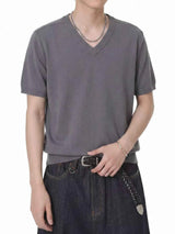 Men's V-Neck Short-Sleeve Knit T-Shirt