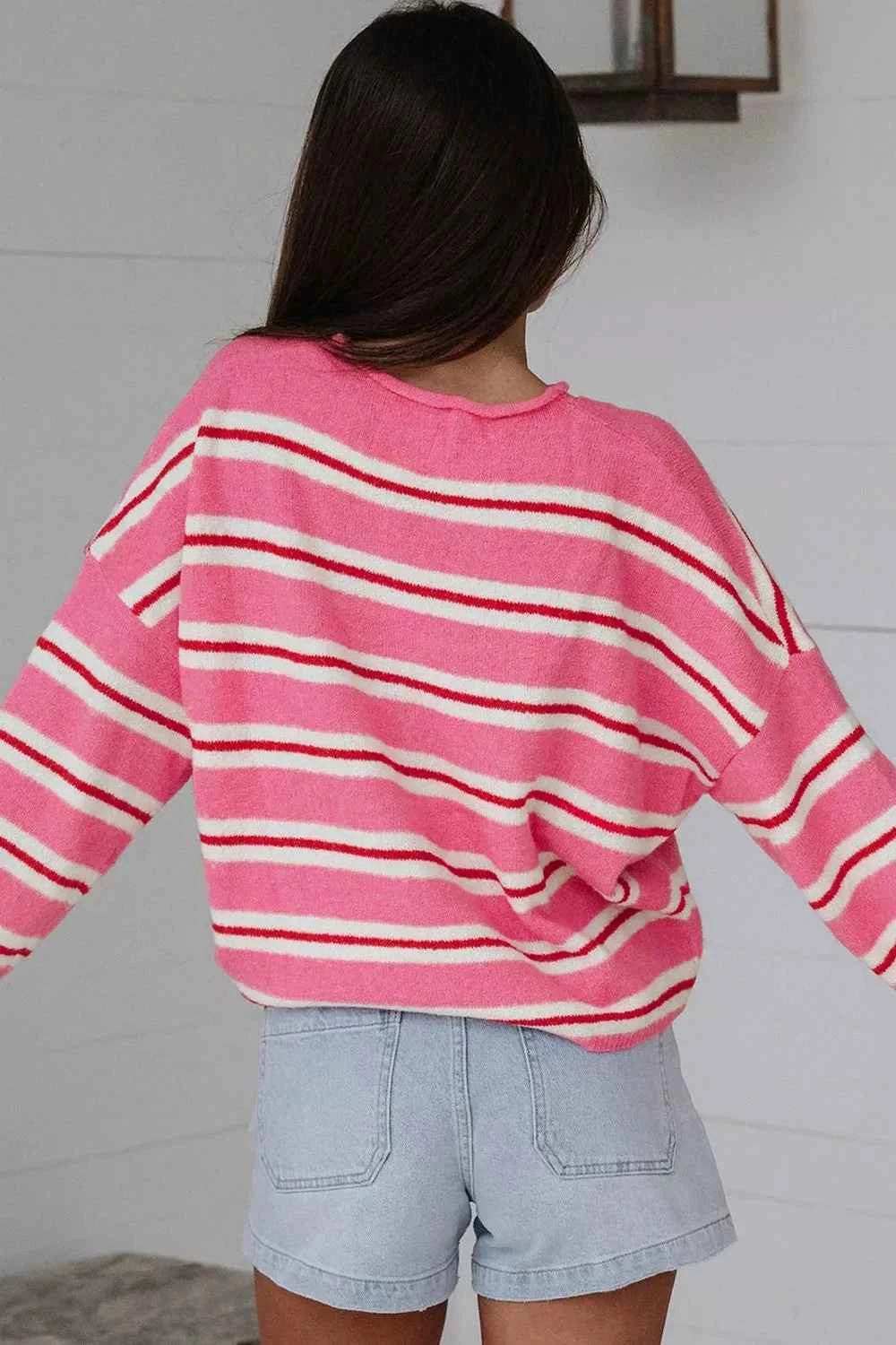 Striped Button-Up Cardigan