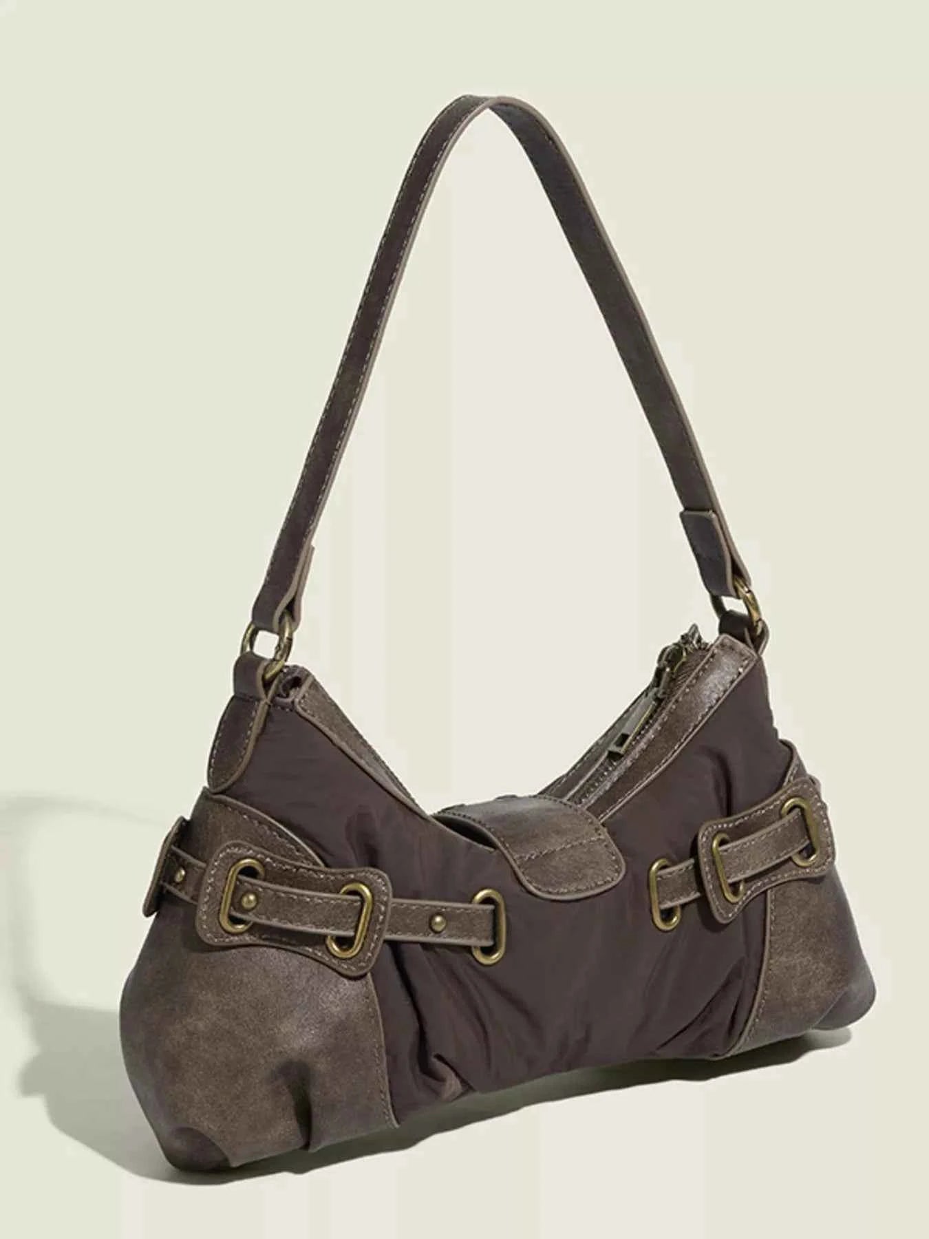 Vintage Buckle Accent Shoulder Bag