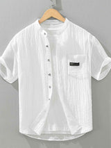Men's Plus Size Casual Textured Button Up Shirt