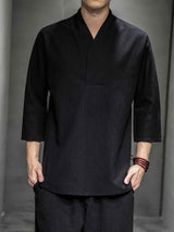 Men's Plus Size Loose Fit 3/4 Sleeve Shirt