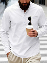 Men's Full Size Button Detail Long Sleeve Shirt Plus Size