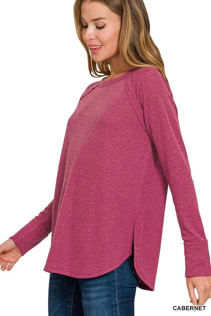 Zenana Baby Waffle Long Sleeve Top