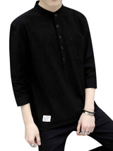 Men's Plus Size Button Detail 3/4 Sleeve Shirt Plus Size