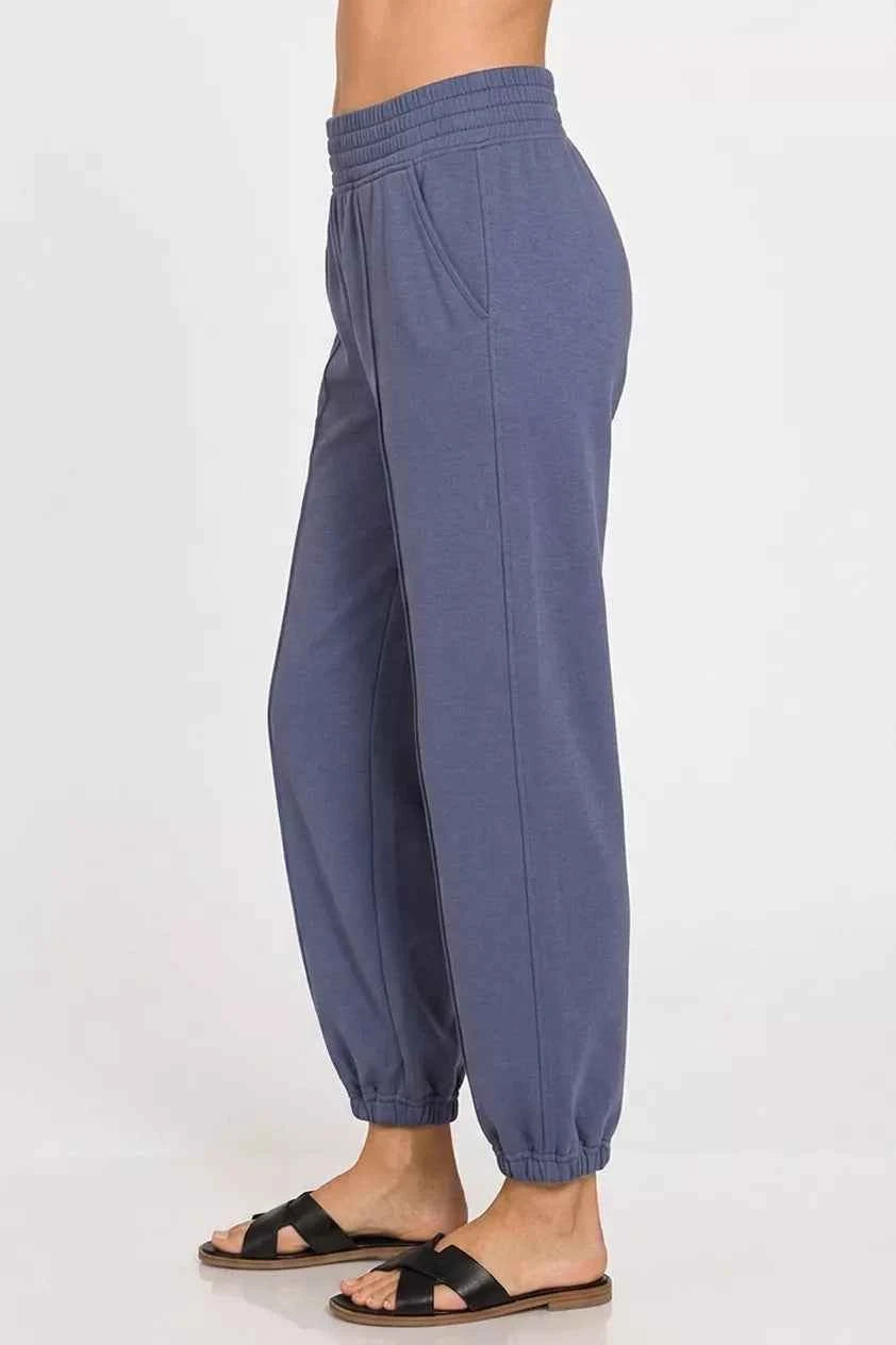 Zenana Scuba Elastic Waist Joggers with pockets