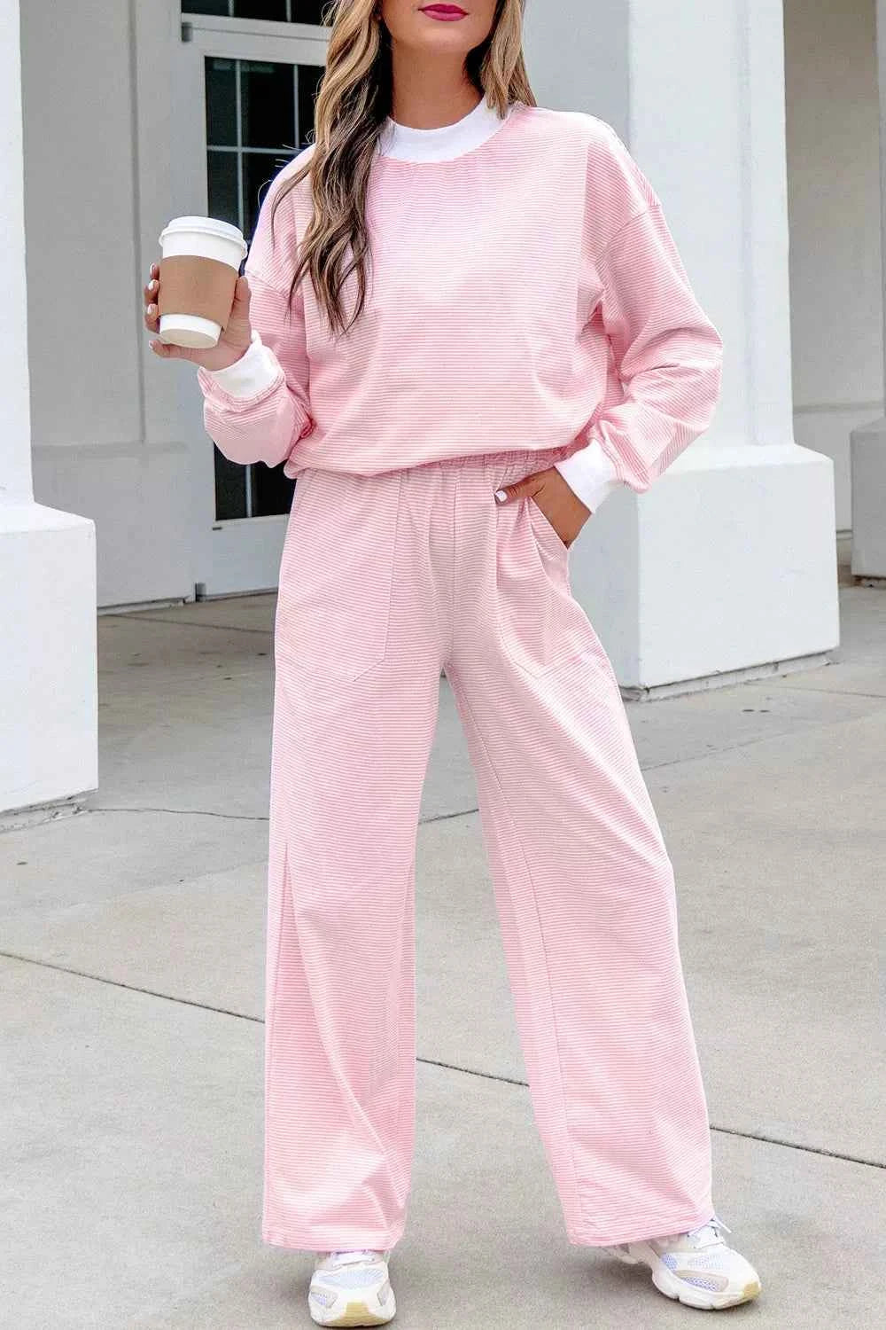 Striped Long Sleeve Top and Pants Set