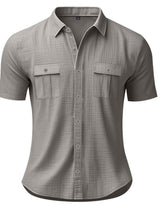 Men's Full Size Short Sleeve Shirt with Pockets Plus Size