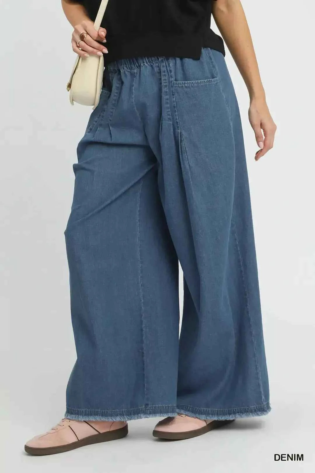 Umgee Stone Washed Wide Leg Pants