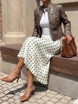 Polka Dot Midi Skirt. Polka Dot Midi Skirt