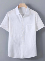 Men's Plus Size Textured Button Up Short-Sleeve Shirt