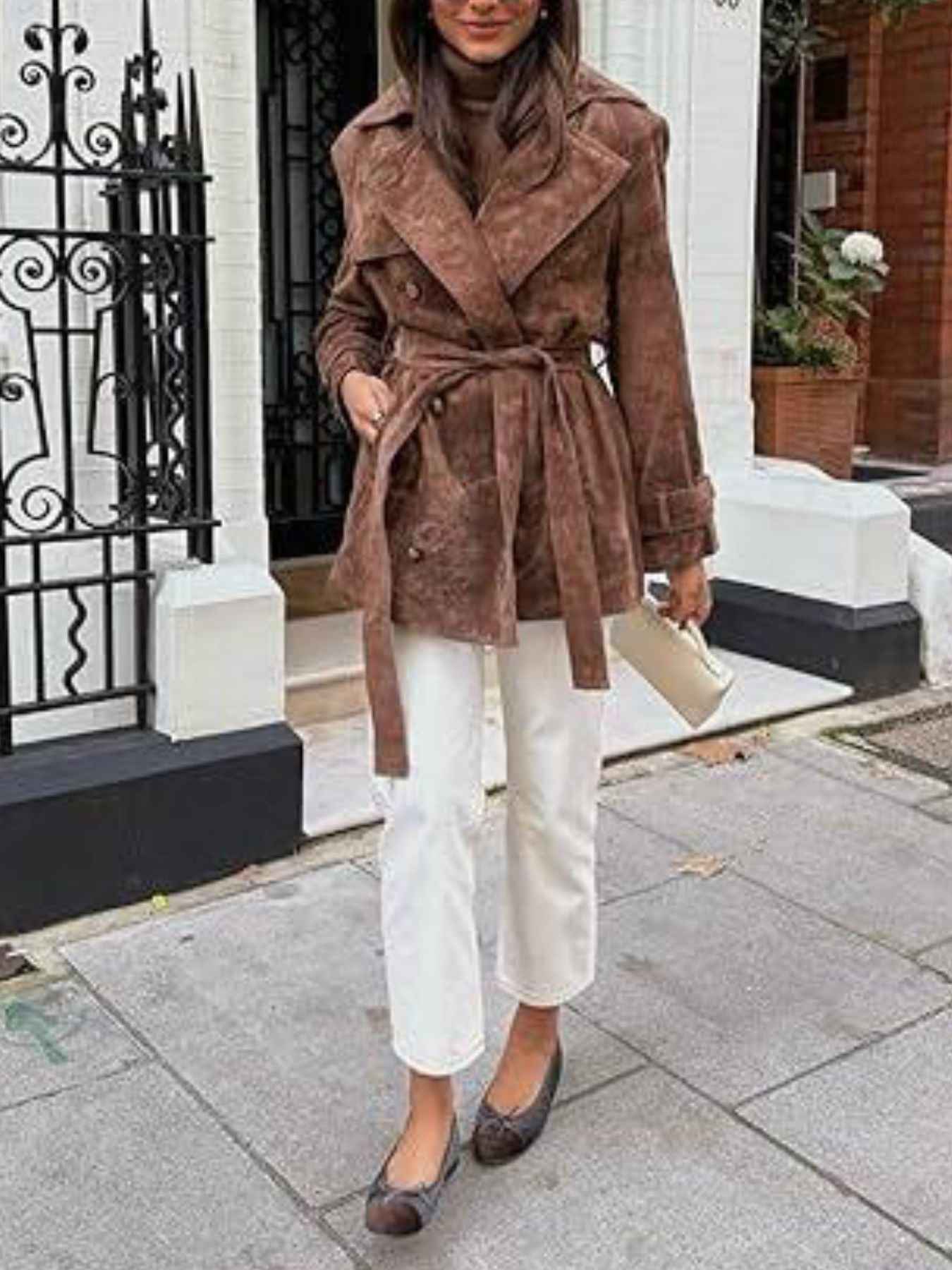 Double Breasted Tie Waist Coat