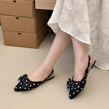 Bow-Decorated Pointed-Toe Slingback Sandals